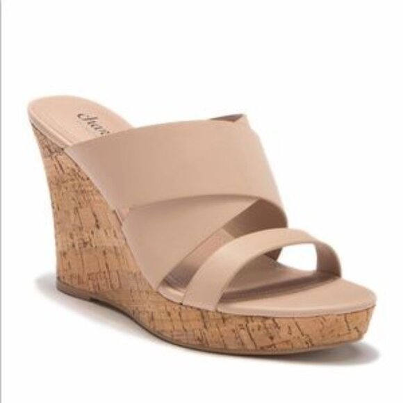 Charles By Charles David Shoes - Charles by Charles David "Leslie" Tan/Beige Wedge Sandals Size 8.5